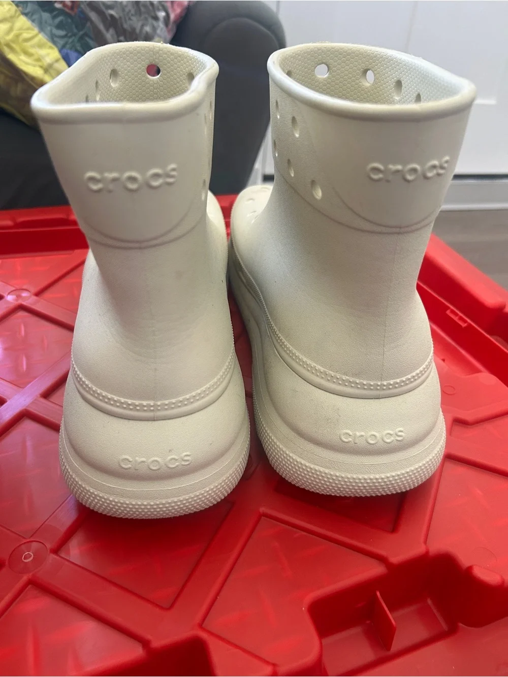 CROCS Kids White Waterproof Foam Rain Boots